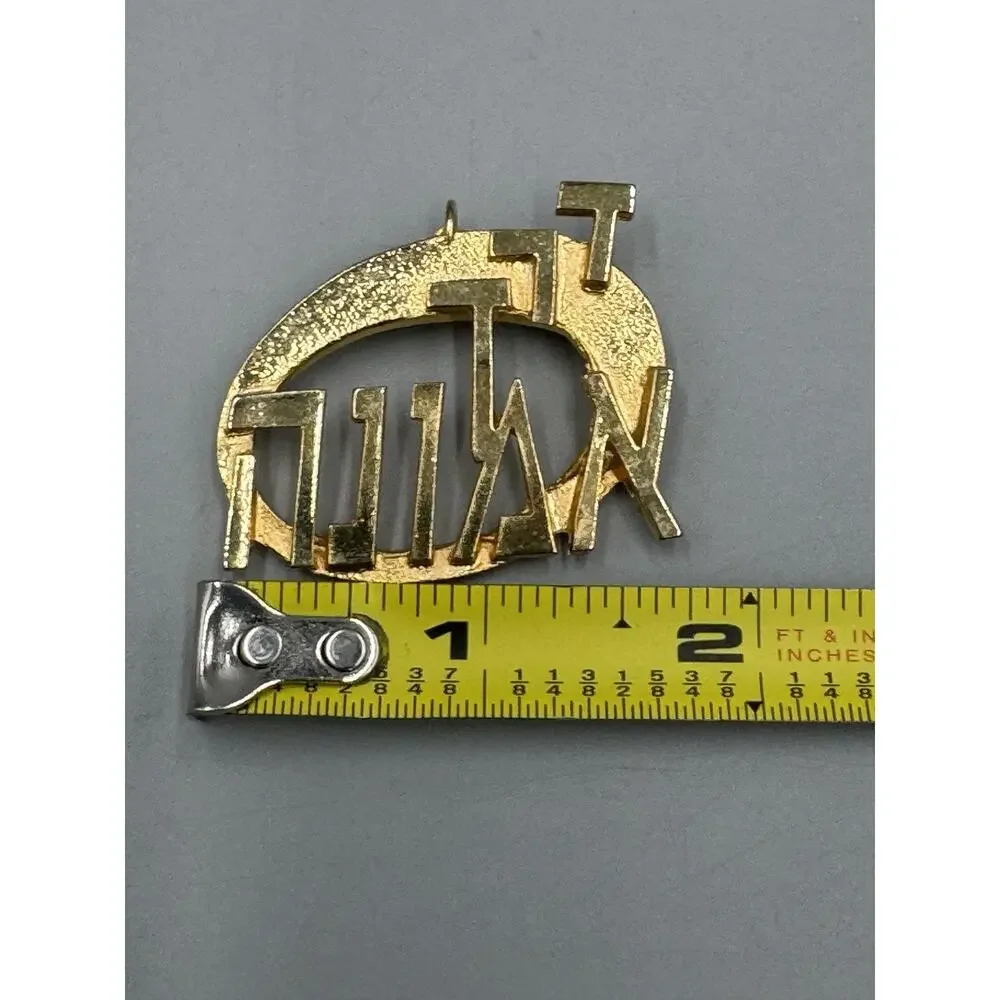 Vintage Gold Colored M Katz Signed Brooch Pin Pendant Israel 1996-1997